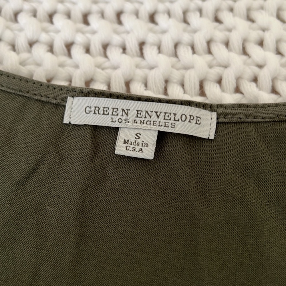 Green Envelope v-neck top S - Picture 2 of 4